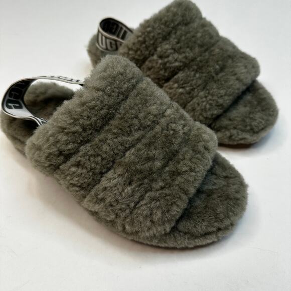 UGG Fluff Yeah Dark Green Slides - Picture 2 of 5